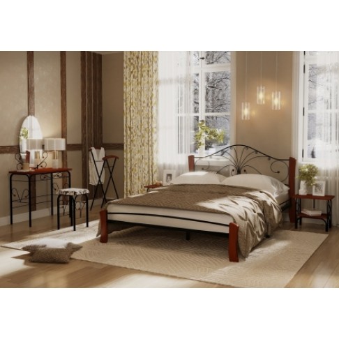 Кровать Аксамит Фортуна 4 лайт чёрный/махагон-0