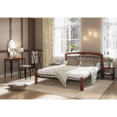 Кровать Аксамит Муза 4 лайт чёрный/махагон-0