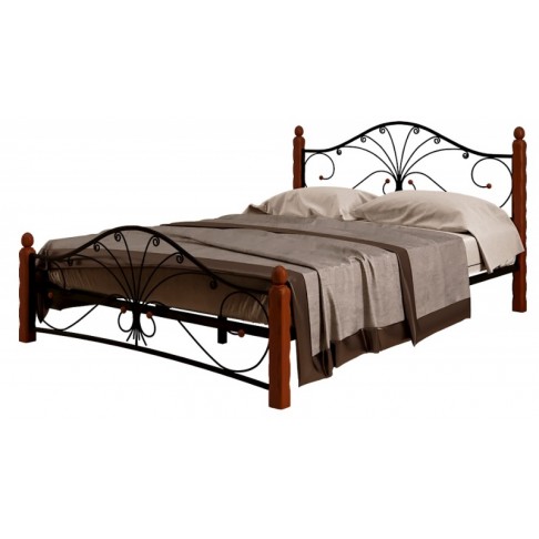 Кровать Аксамит Фортуна 1 чёрный/махагон-0