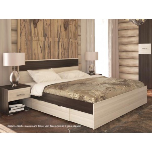 Кровать Next, цвет бодега темная + сосна карелия-0