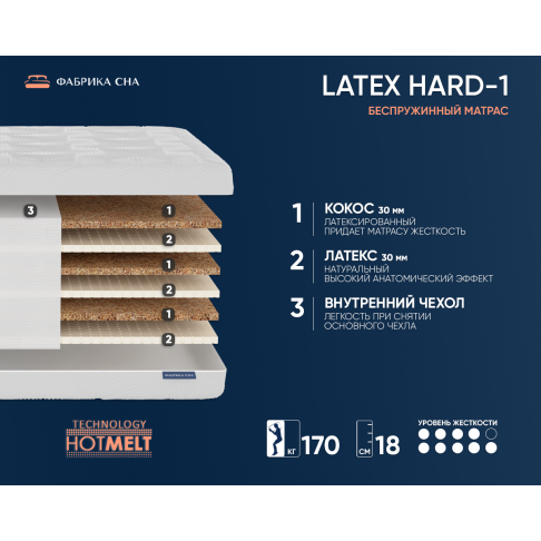 Матрас Фабрика сна Латекс HARD 1-1